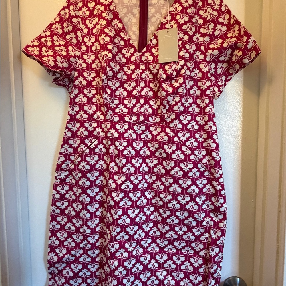 Boden Pink and White Floral Midi Dress